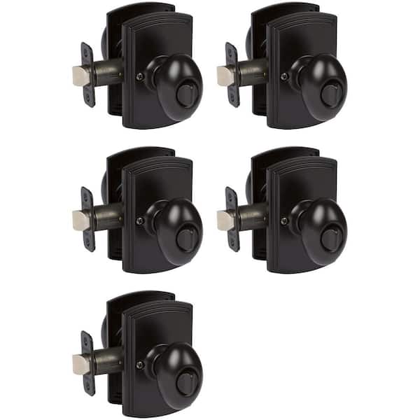 Canova Black Privacy (Bed/Bath) Door Knob (5-Pack)