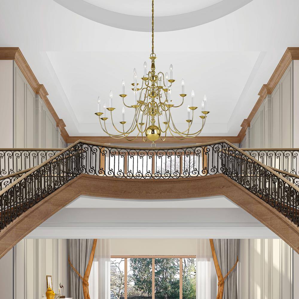 Williamsburgh Classic Elegance 22-Light Polished Brass Chandelier
