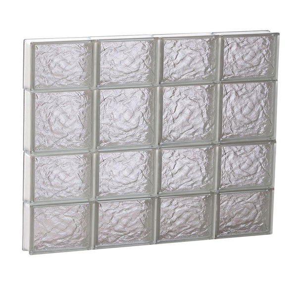 Clearly Secure 31 in. x 25 in. x 3.125 in. Frameless Ice Pattern Non-Vented Glass Block Window