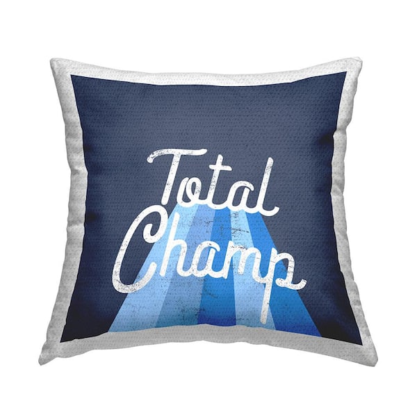 Stupell Industries Retro Total Champ Phrase Blue Square Outdoor Throw Pillow