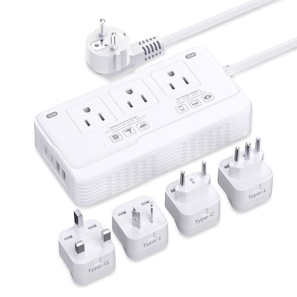 2000-Watts Voltage Converter US to Europe for Hair Dryer 220-Volts to 110-Volts Power Adaptor w/3 AC 2 USBC 2 USBA Ports