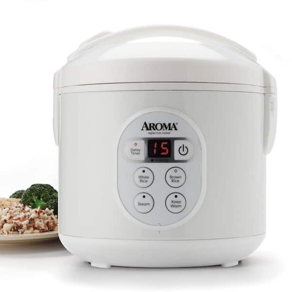 AROMA 8-Cup Digital Rice Cooker in Black Control Panel