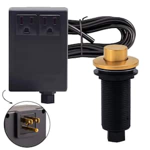 Sink Top Waste Disposal Air Switch and Dual Outlet Control Box, Raised Button, Brushed Bronze