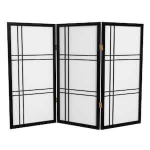 3 ft. Short Double Cross Shoji Screen - Black - 3 Panels