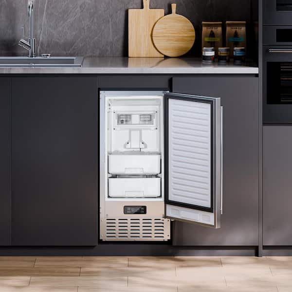 Stainless Steel Undercounter Ice Maker, 66 lbs. /Day, Reversible Door, Electric Drainage, for Home & Commercial Use