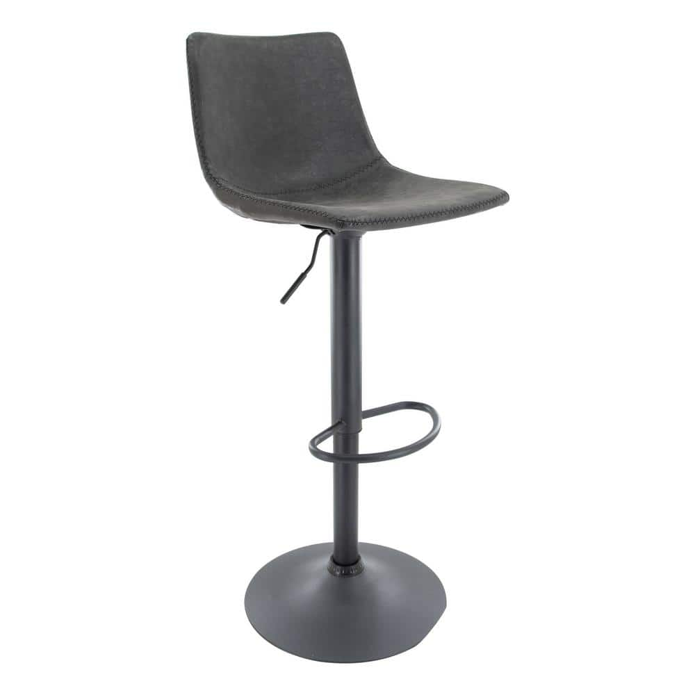 Leisuremod Tilbury Modern Adjustable Leather Bar Stool Black Iron Base ...