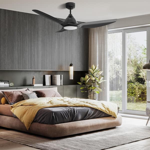 Cresta 52 in. Dimmable LED Indoor Black Smart Ceiling Fan with Light and Remote, Works with Alexa and Google Home