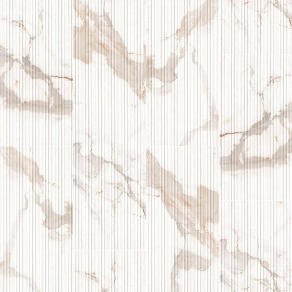 Lucido Grand Calacatta Ridge 4 in. x 4 in. Matte-Satin White Porcelain Fluted Wall Tile Sample price history on PriceWatchPro