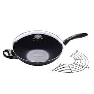 Nonstick 4.9 Qt. Wok with Lid and 11.8 in. Tempura Rack