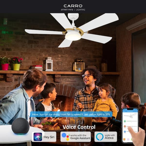 Bradford 52 in. Dimmable LED Indoor/Outdoor White Smart Ceiling Fan with Light and Remote, Works with Alexa/Google Home