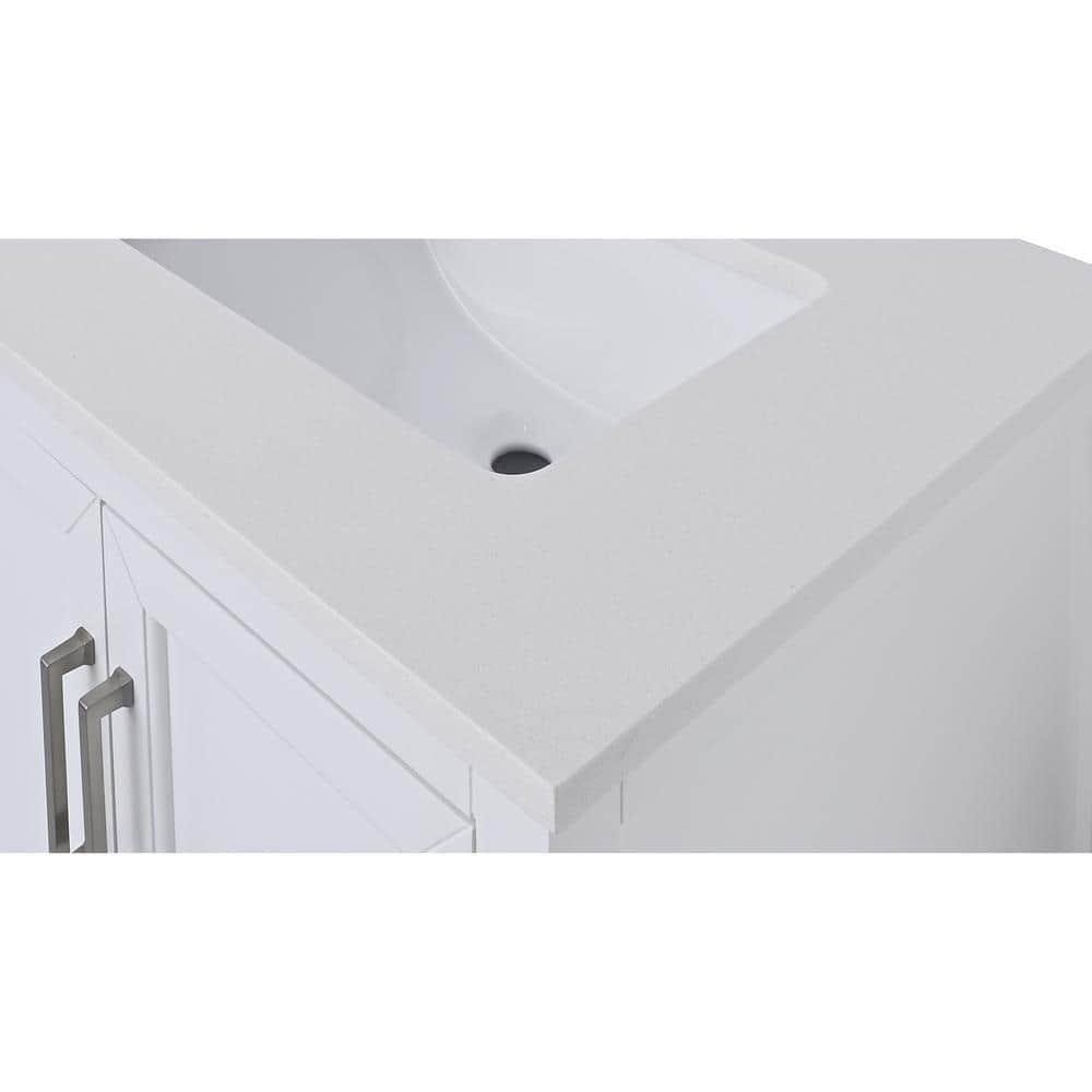 25'' Everest White Quartz Vanity Top with Rectangular Sink