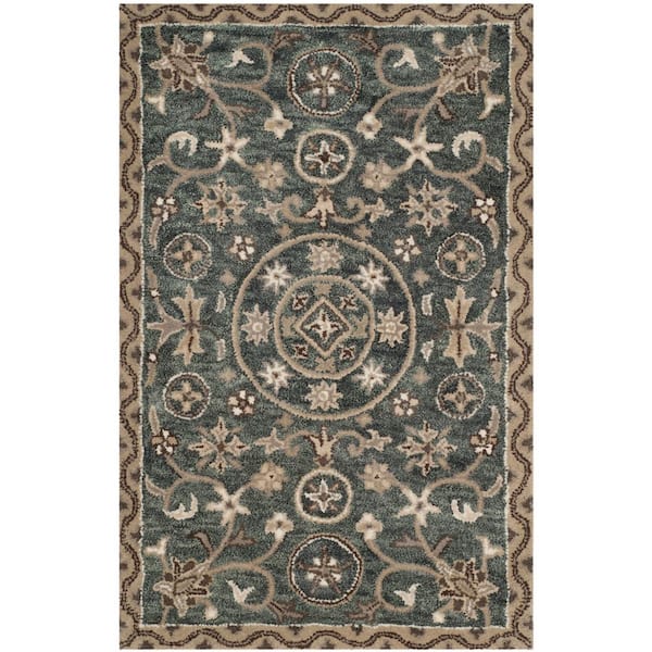 SAFAVIEH Bella Gray/Taupe Doormat 3 ft. x 4 ft. Border Area Rug