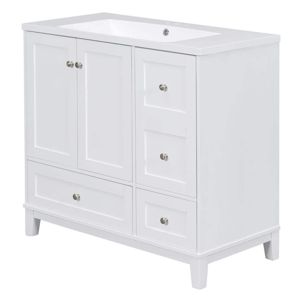 36 in. W x 18 in. D x 34 in. H Single Sink Freestanding Bath Vanity in Whit