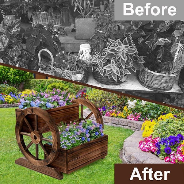 Paul Harnden ハンドメイド ガーランド　フラッグ Justincity Garden Cart Wooden Planter with Burned Cedar Weather
