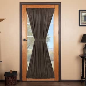 Kettle Grove Plaid 40 in. W x 72 in. L Light Filtering Rod Pocket French Door Window Panel in Country Black Khaki