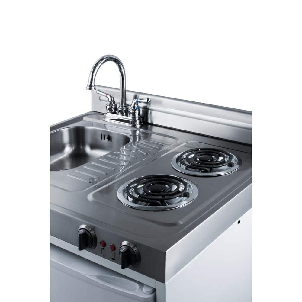 30'' Wide White Stainless Steel All-In-One Kitchenette