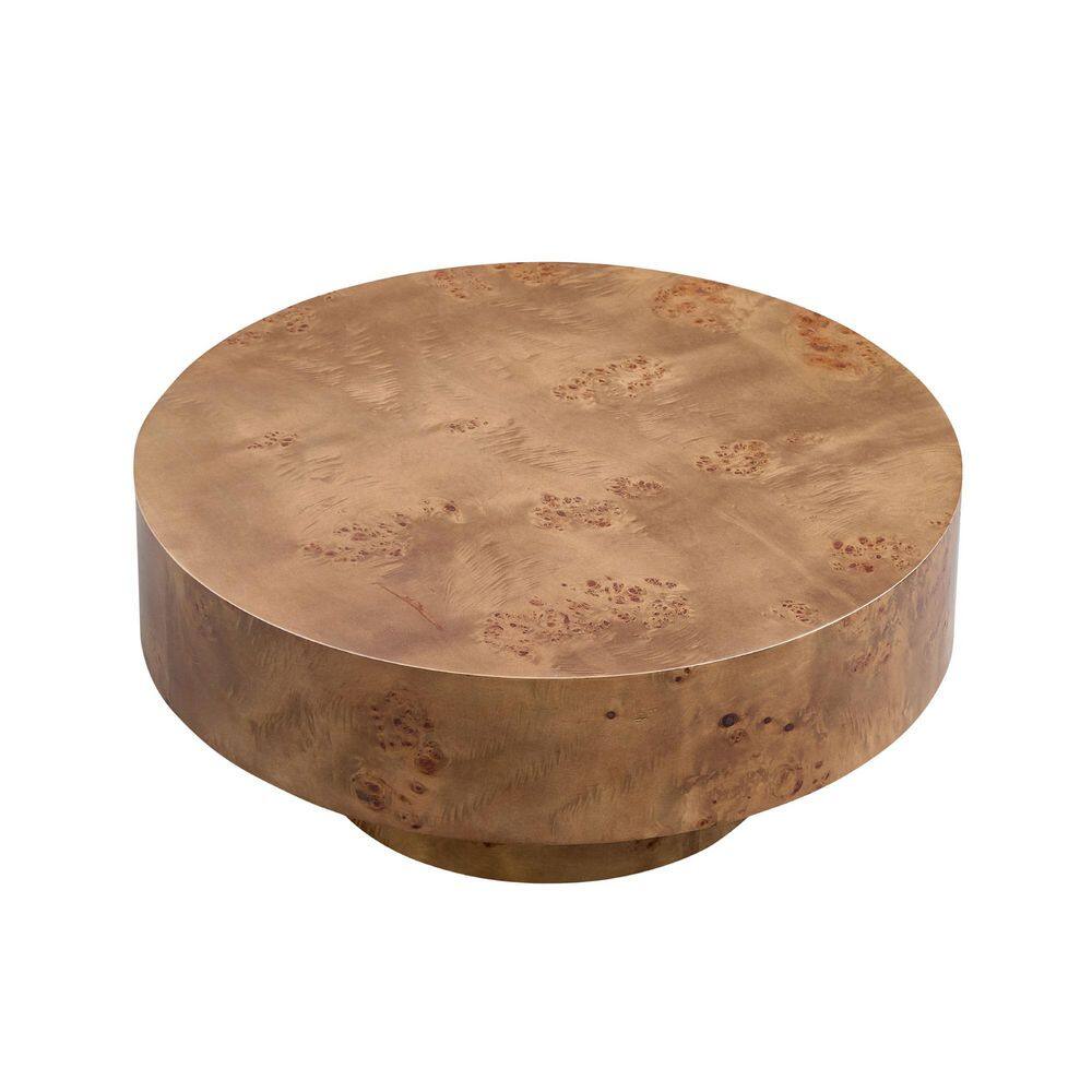 Rae Modern 31.49 in. Walnut Round Burl MDF Top Coffee Table with Sturdy Pedestal price history on PriceWatchPro