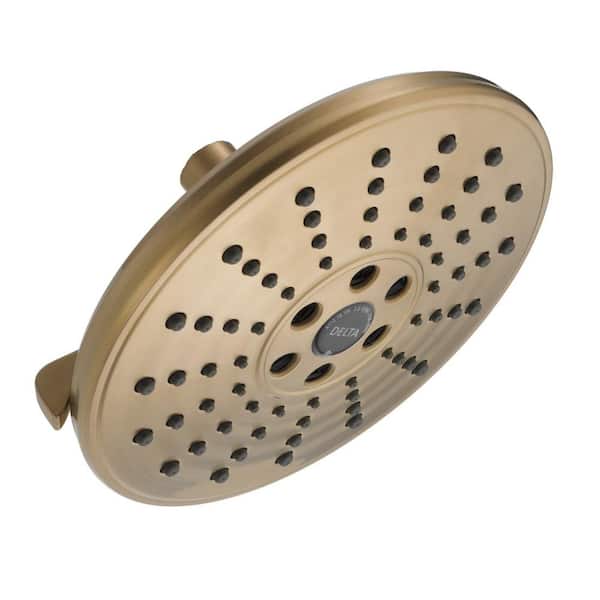 Delta H2Okinetic Gold 3-Spray Patterns 1.75 GPM 7.69 in. Wall Mount Fixed Shower Head in Lumicoat Champagne Bronze