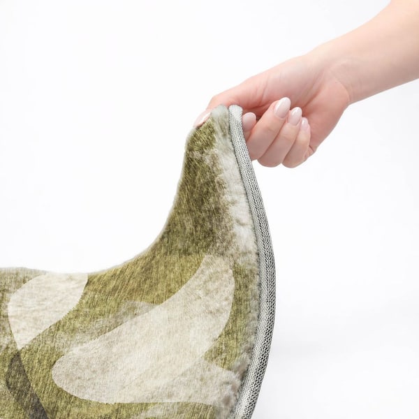 Dream Shag Premium Machine Washable Abstract ADS536 Olive 9 ft. x 12 ft. Area Rug