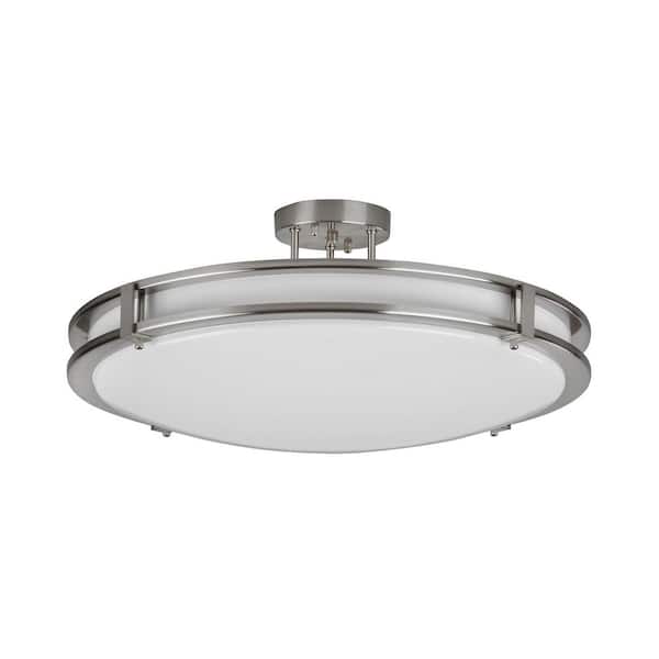Carlisle 3.5 in. 1-Light Satin Nickel LED Semi-Flush Mount