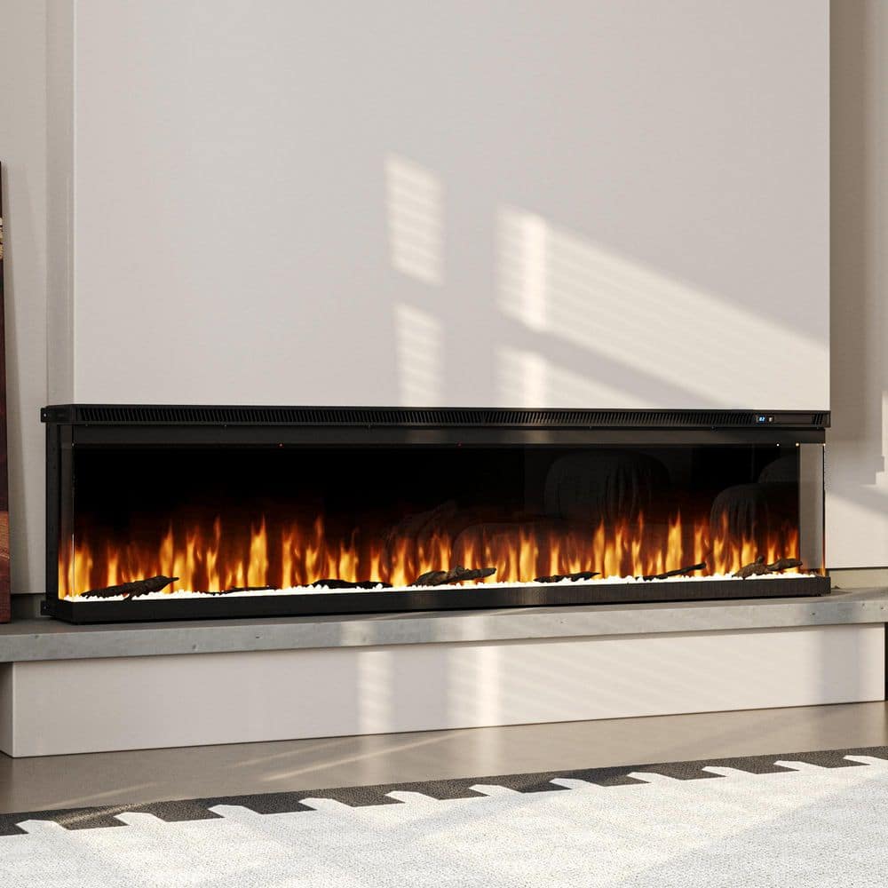 72 in. Wall-Mount 3-Sided Electric Fireplace in Black with Adjustable Flame Colors, Touch Screen Remote Control, Vented price history on PriceWatchPro