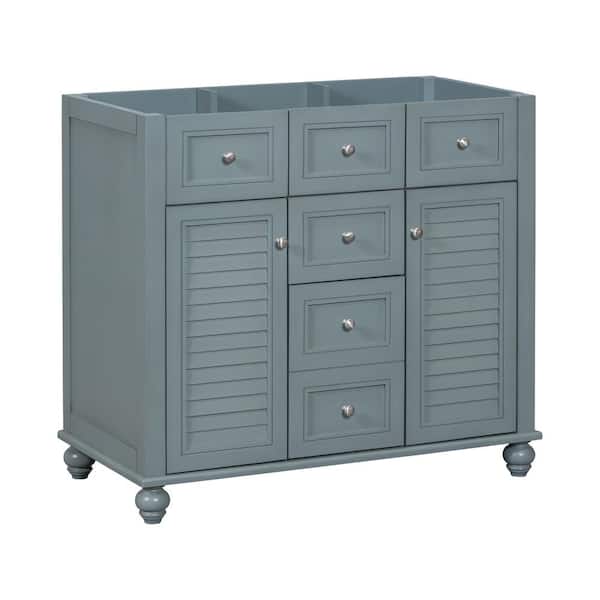 Zeus & Ruta 36 in. W x 18 in. D x 33 in. H Single Sink Bath Vanity Cabinet without Top in Gray Blue
