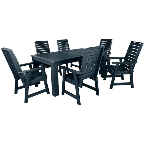 Weatherly Federal Blue 7-Piece Plastic Rectangular Outdoor Dining Set