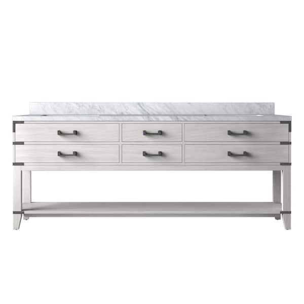 Irvington 80 in. W x 22 in. D White Oak Double Bath Vanity with Carrara Marble Top