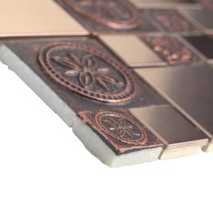 Meta Versailles Copper 11-3/4 in. x 11-3/4 in. Stainless Steel Metal Over Ceramic Mosaic Tile (0.96 sq. ft./Each)