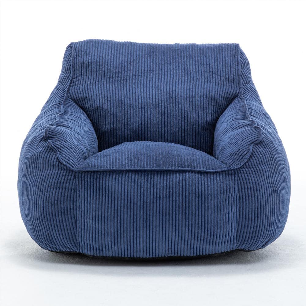 Dark Blue Corduroy Large (38.6 x 37.8 x 29.5 in.) Bean Bag durable construction easy to install