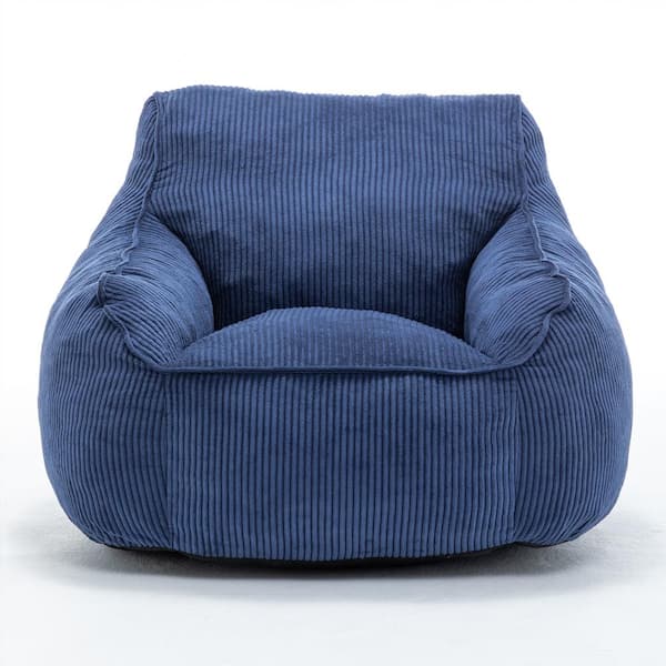 Dark Blue Corduroy Large (38.6 x 37.8 x 29.5 in.) Bean Bag durable construction easy to install