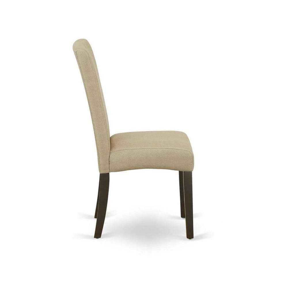 Cappuccino Finish 5-Piece Butterfly Leaf Dining Set with Linen Fabric Chairs