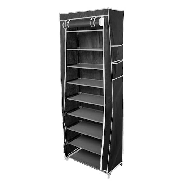 57 in. H 48-Pair 8-Tier Black Metal Shoe Rack shoe-38rows - The Home Depot