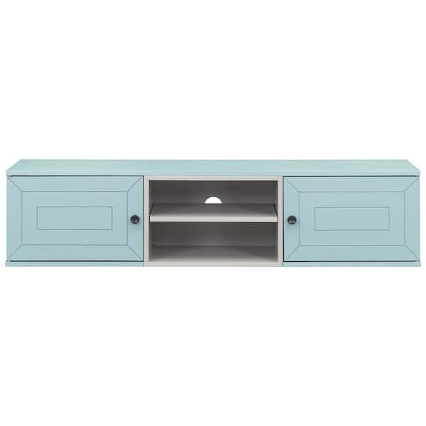 Harper & Bright Designs Blue Wall Mounted Floating TV Stand Fits