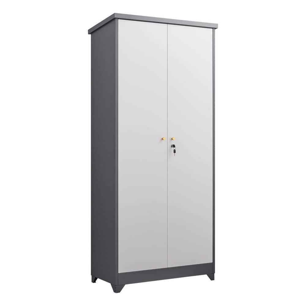 31.5 in. W x 15.4 in. D x 72.8 in. H White Metal Outdoor Storage Cabinet w/