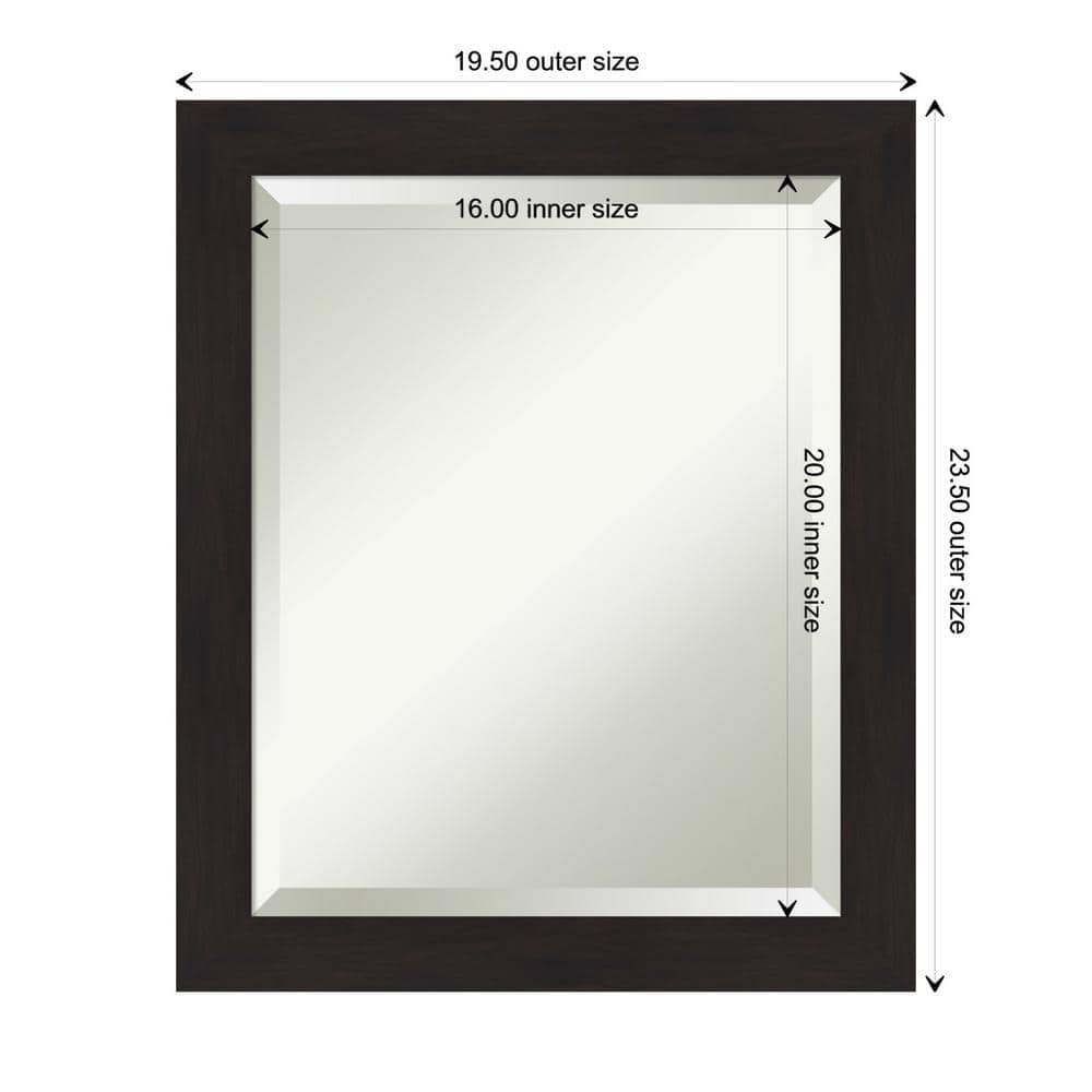 Espresso Brown Narrow Framed Rectangular Wall Mirror - 19.5" x 23.5"