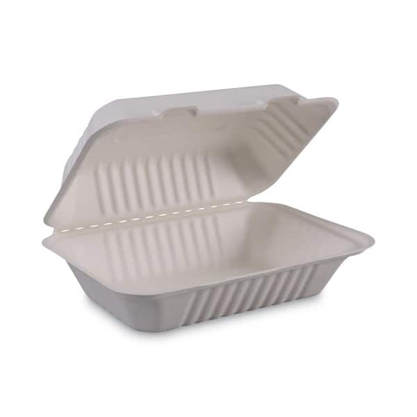150 Pack Disposable Take Out Food Containers with Clamshell Hinged Lids 6x6 