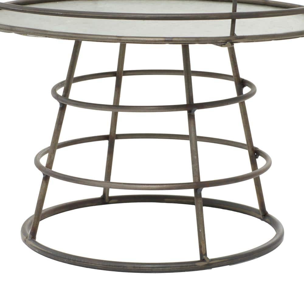Gray Metal Round Farmhouse Cake Stand, 12" x 10"
