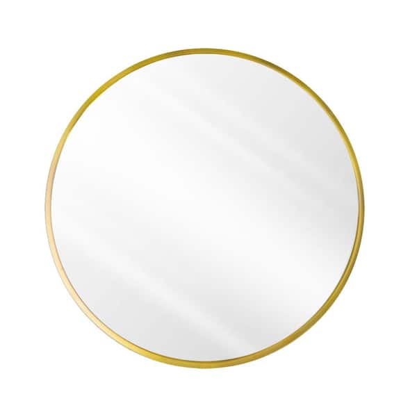 null 32 in. W x 32 in. H Round Metal Framed Wall Bathroom Vanity Mirror in Gold