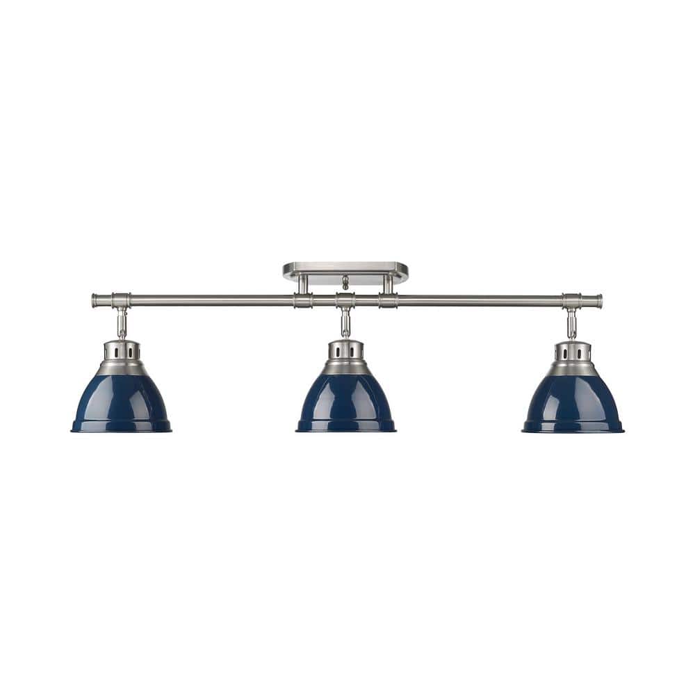 Duncan 6.5 in. 3-Light Pewter Semi-Flush Mount with Blue Shade and No Bulbs Included price history on PriceWatchPro