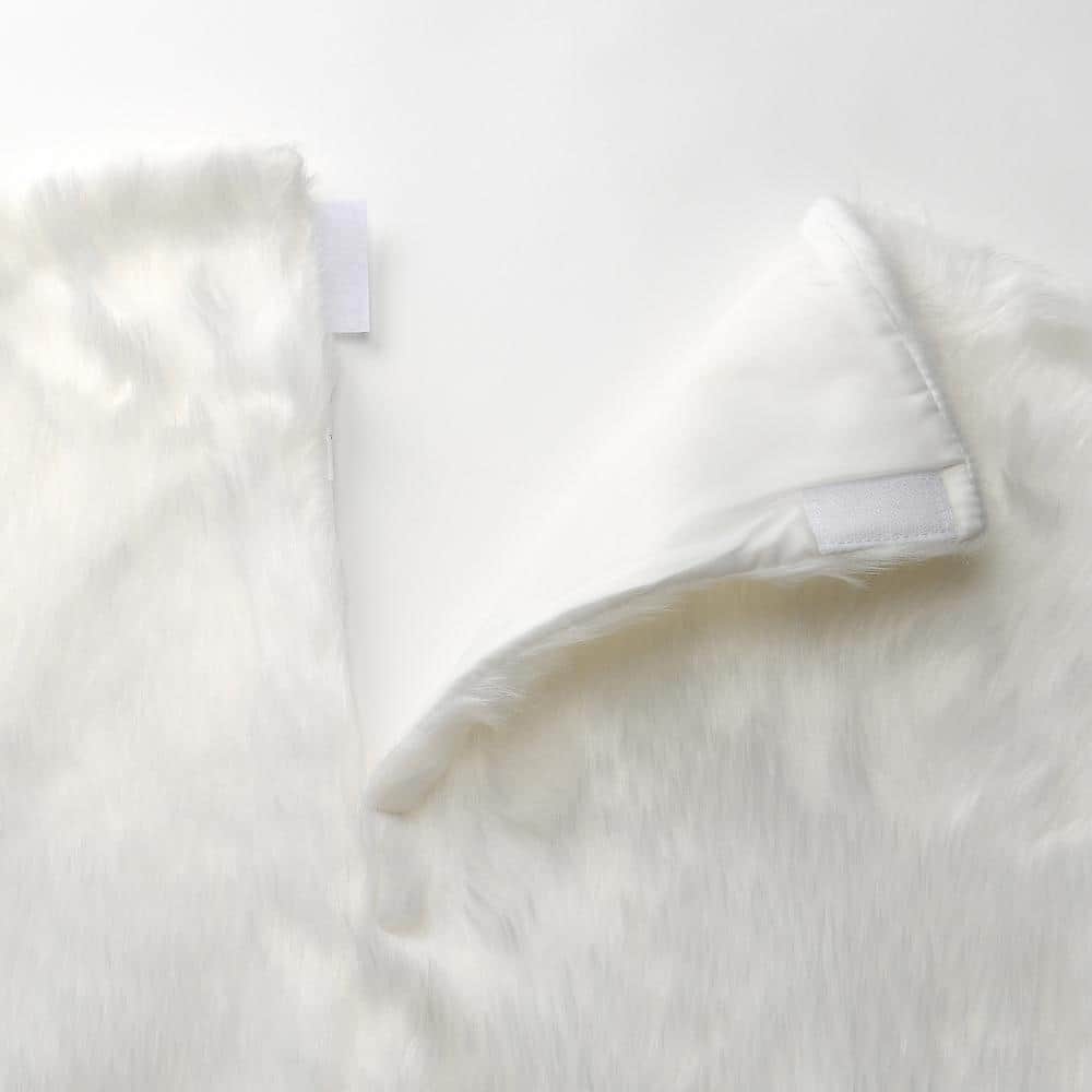 White Faux Fur Christmas Tree Skirt, 52-inch