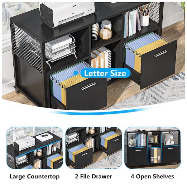 YITAHOME File Cabinet with Charging Station, Printer Table Cabinet for Home  Office, Printer Stand Cart, Fits A4, Letter, Legal Size Files, 