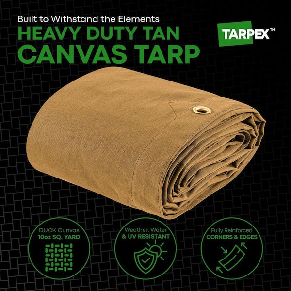 Tarpex Heavy-Duty 10 oz. Canvas Tarp 8 ft. x 8 ft. Multi-Purpose
