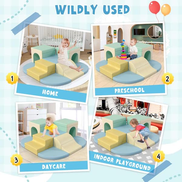 Colorful 9 Piece Soft Foam Climbing Blocks Crawl and Climb Foam Play Set for Toddlers KIKIO204603 The Home Depot