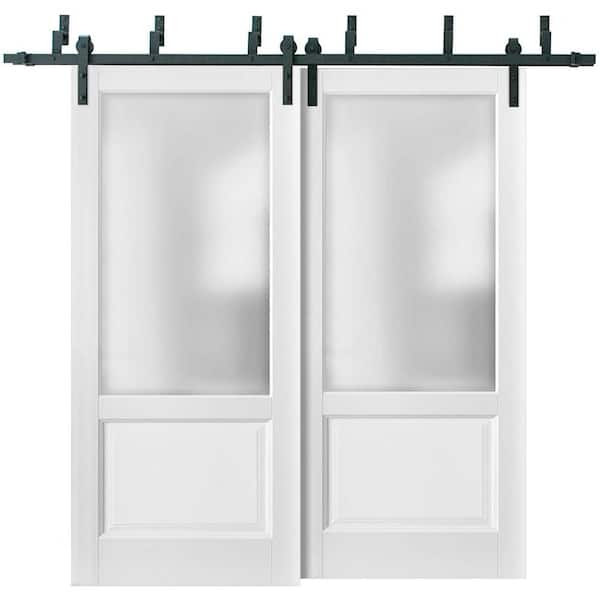 Sartodoors 1422 72 In. X 96 In. 1-Lite Frosted Glass White Finished ...