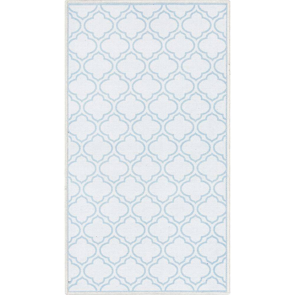 Apollo Lattice Moroccan Trellis Ivory Light Blue 2 ft. 3 in. x 3 ft. 11 in. Machine Washable Area Rug price history on PriceWatchPro