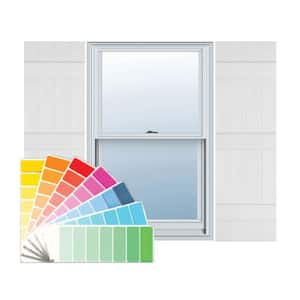 14 in. x 79 in. Lifetime Vinyl Custom Four Board Joined Board and Batten Shutters Pair Paintable