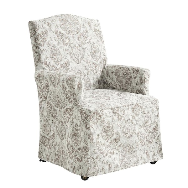 JAYDEN CREATION Adelina Beige Traditional Roll Arm Dining Chair with Hooded Caster Wheels