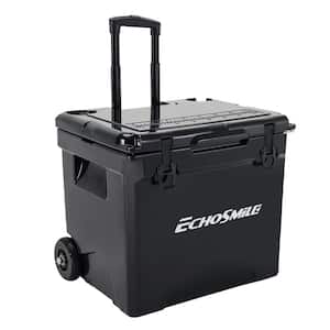 45 qt. Food & Beverage Chest Cooler, Insulated Ice Box With Wheels, Extendable Trolley and Bottle Opener, Black
