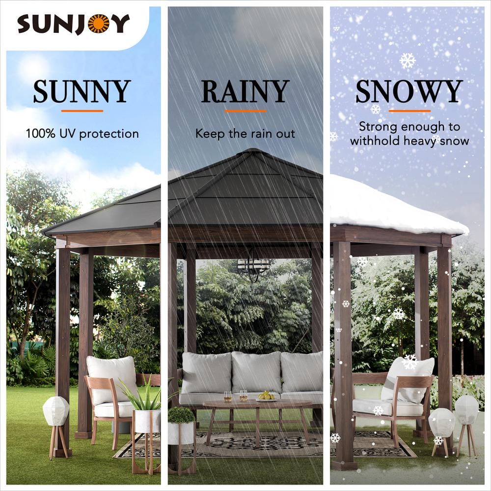Daybreak 15 ft. Brown Steel Hardtop Patio Gazebo